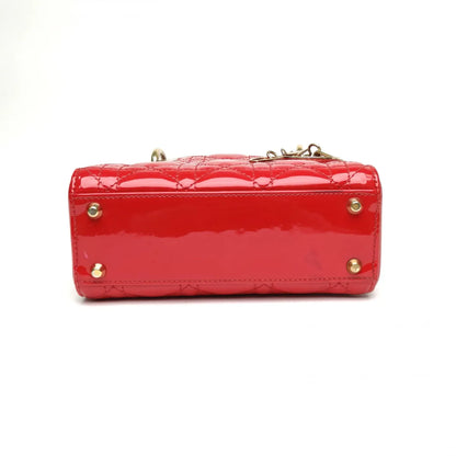 Lady Dior Three-compartment Bag Red Patent Leather