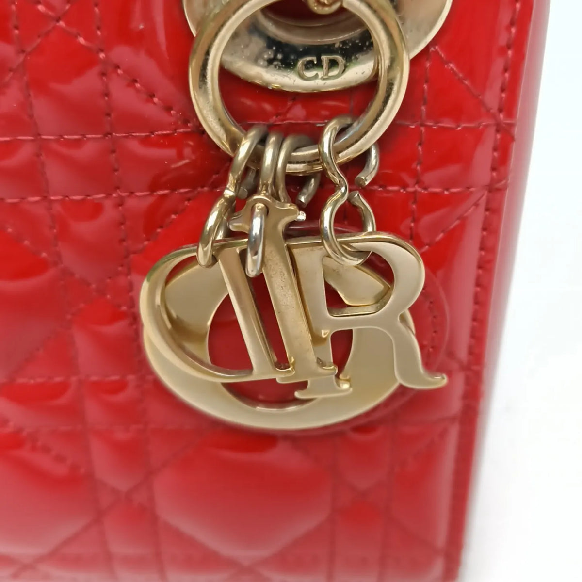 Lady Dior Three-compartment Bag Red Patent Leather