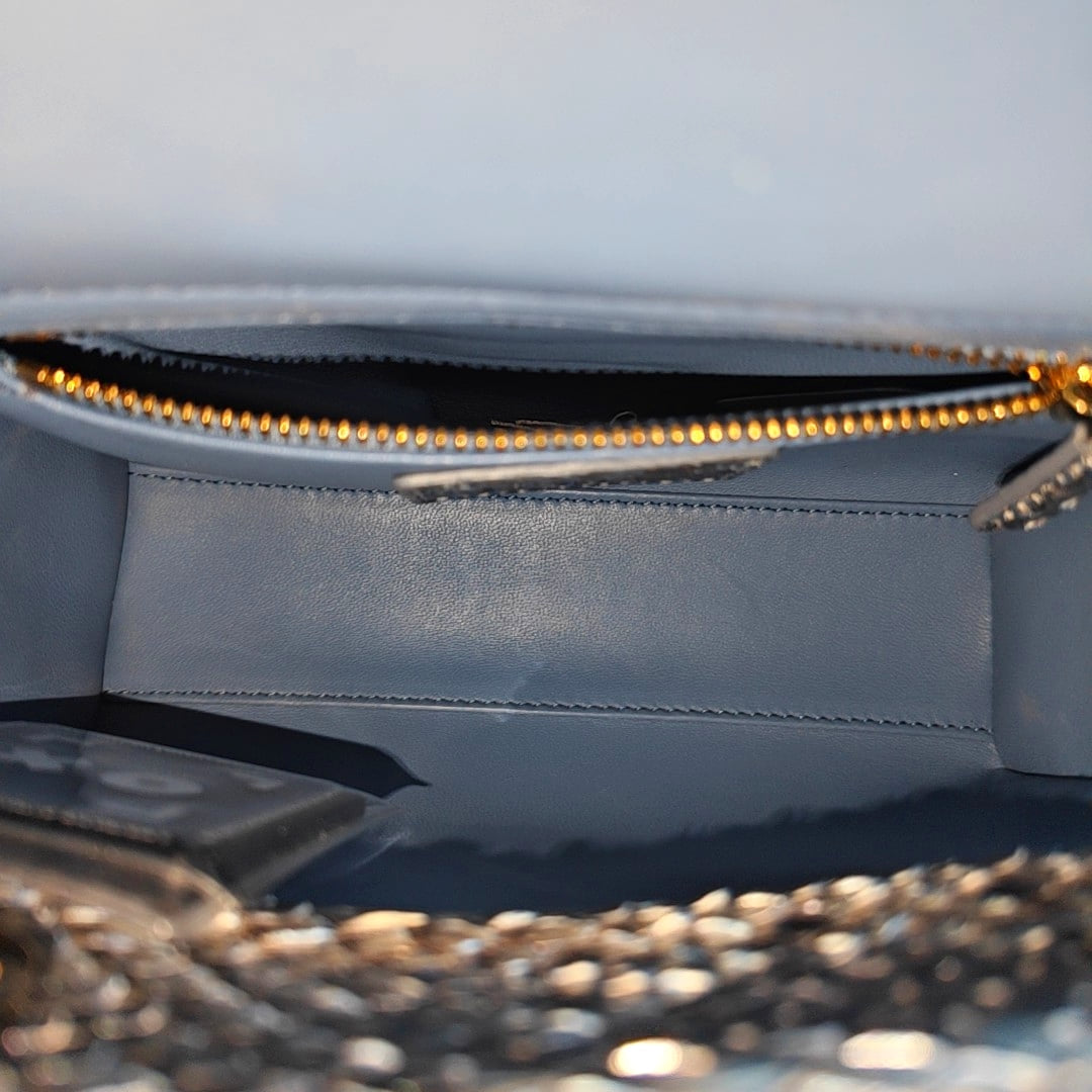 Lady Dior light blue snakeskin shoulder bag mini