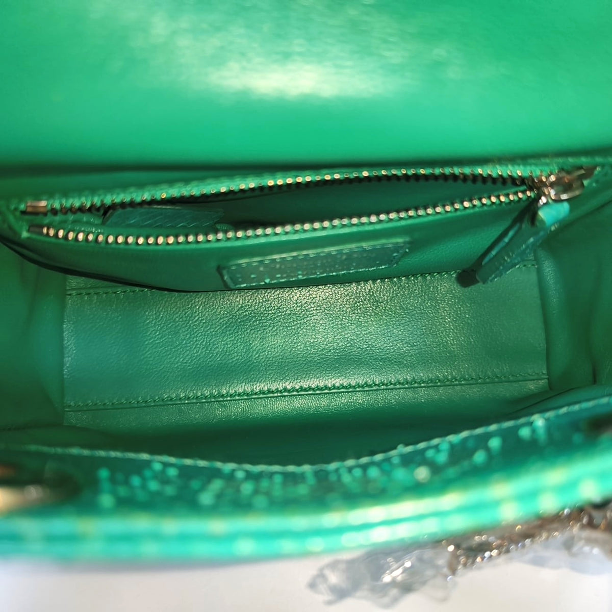 DIOR Lady Dior Green Snakeskin Inlay Shoulder Bag Mini