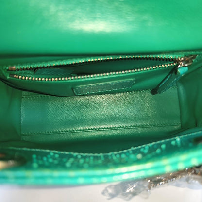 DIOR Lady Dior Green Snakeskin Inlay Shoulder Bag Mini