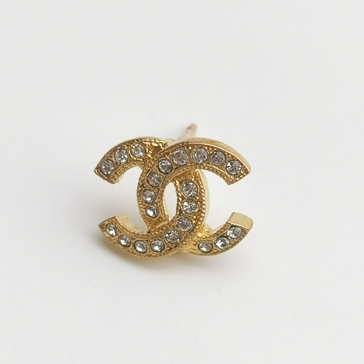 Chanel Gold-tone crystal CC logo earrings