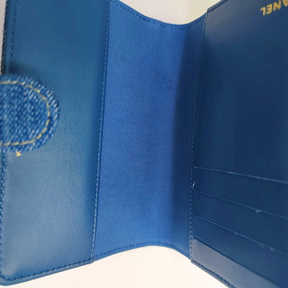 Chanel Blue denim quilted wallet