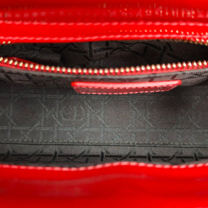Lady Dior Three-compartment Bag Red Patent Leather