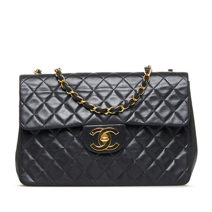 Maxi Classic Lambskin Single Flap Black -  Re-Luxury