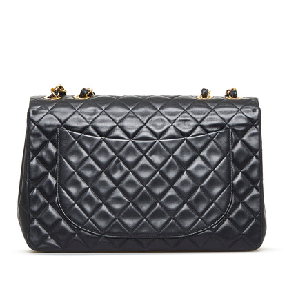 Maxi Classic Lambskin Single Flap Black -  Re-Luxury