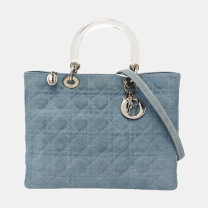 DIOR Diorissimo blue canvas Cannage shoulder bag