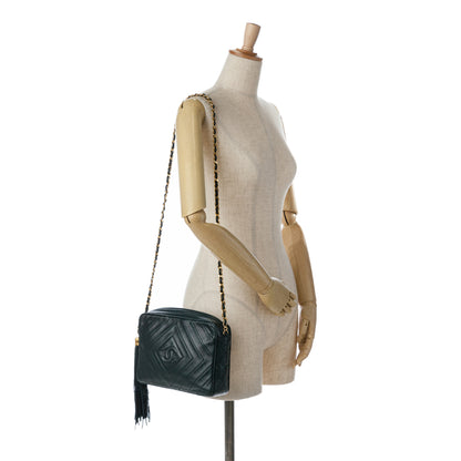 CC Diamond Quilted Lambskin Tassel Crossbody Blue -  Re-Luxury