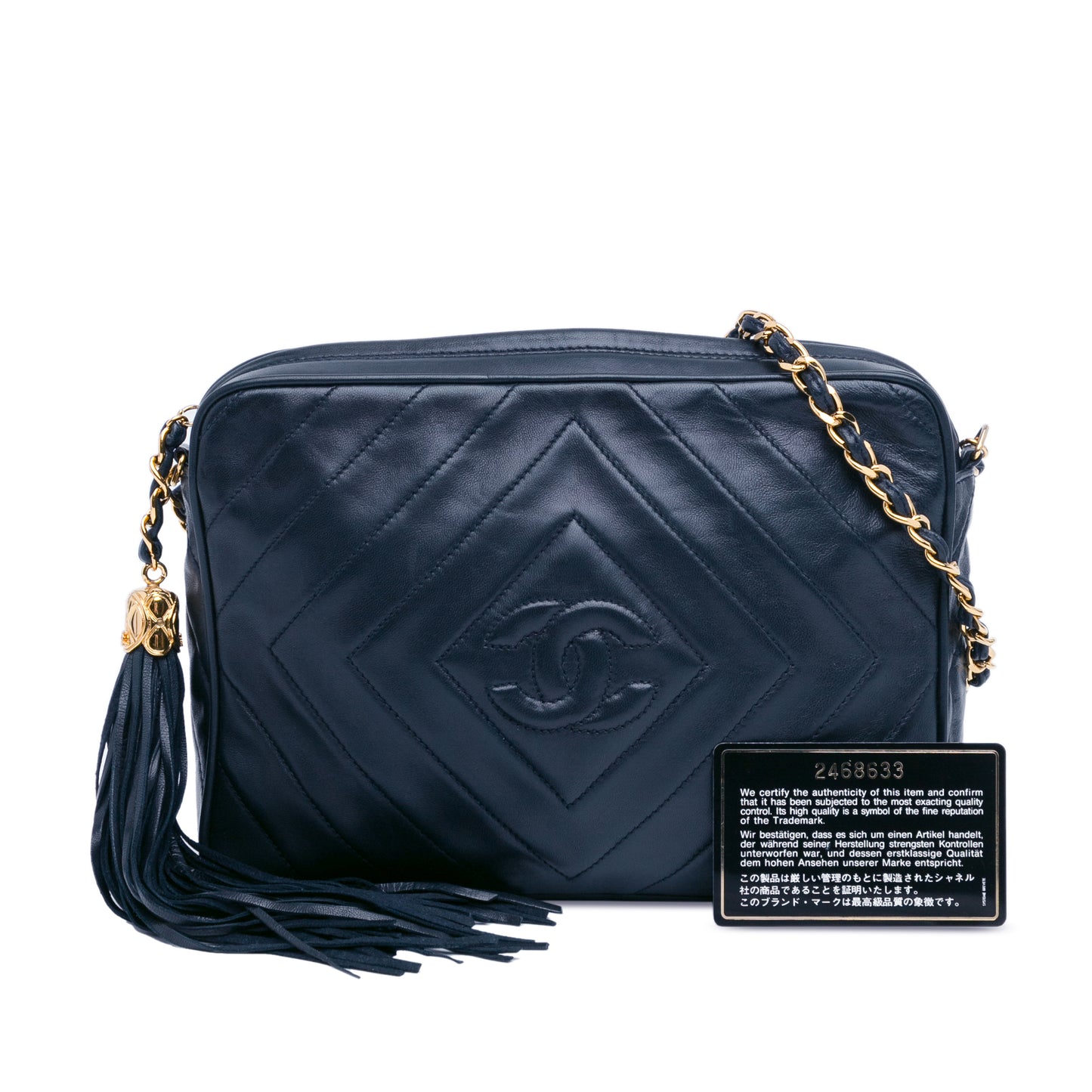 CC Diamond Quilted Lambskin Tassel Crossbody Blue -  Re-Luxury