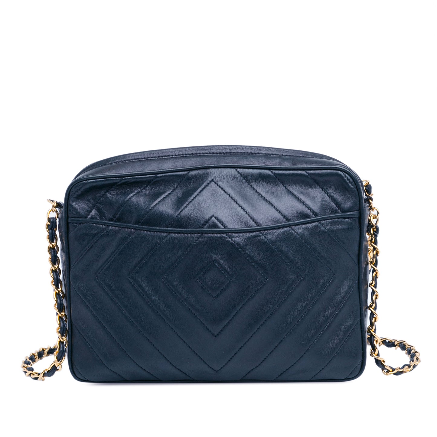 CC Diamond Quilted Lambskin Tassel Crossbody Blue -  Re-Luxury