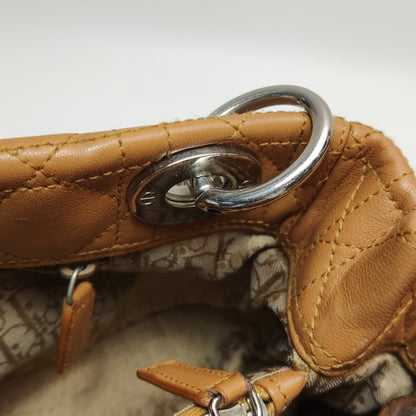 DIOR Soft brown lambskin cannage letter charm shoulder bag