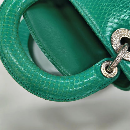 DIOR Lady Dior Green Snakeskin Inlay Shoulder Bag Mini