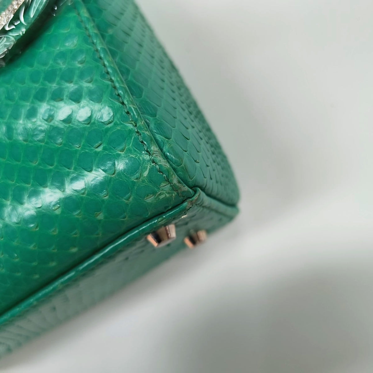 DIOR Lady Dior Green Snakeskin Inlay Shoulder Bag Mini