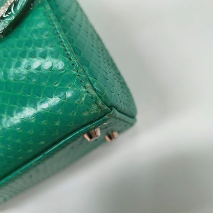 DIOR Lady Dior Green Snakeskin Inlay Shoulder Bag Mini