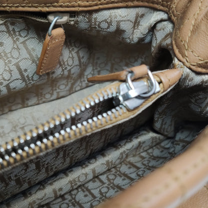 DIOR Soft brown lambskin cannage letter charm shoulder bag