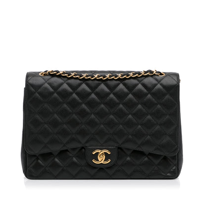 Maxi Classic Caviar Double Flap Black -  Re-Luxury