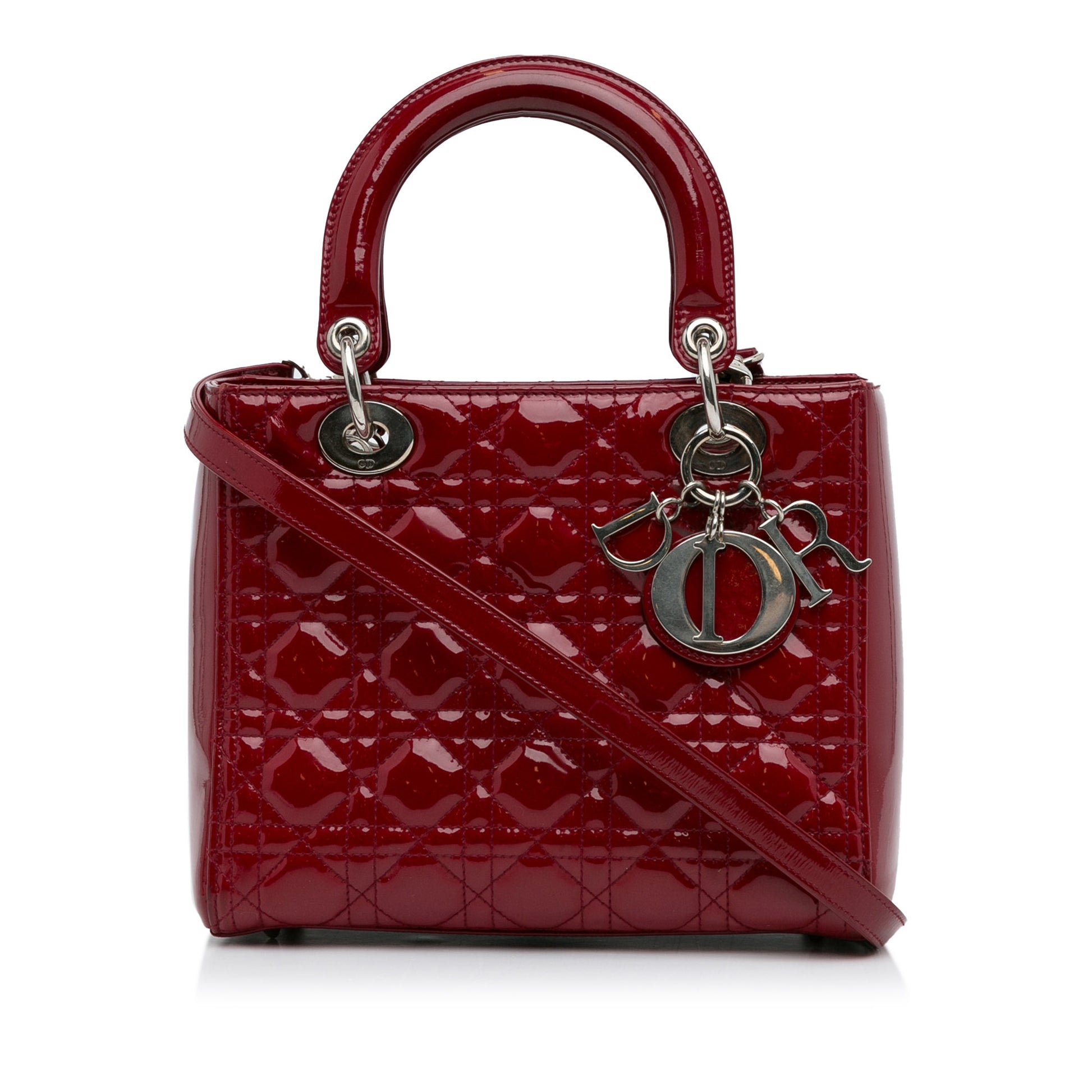 Medium Patent Cannage Lady Dior Red -  Re-Luxury