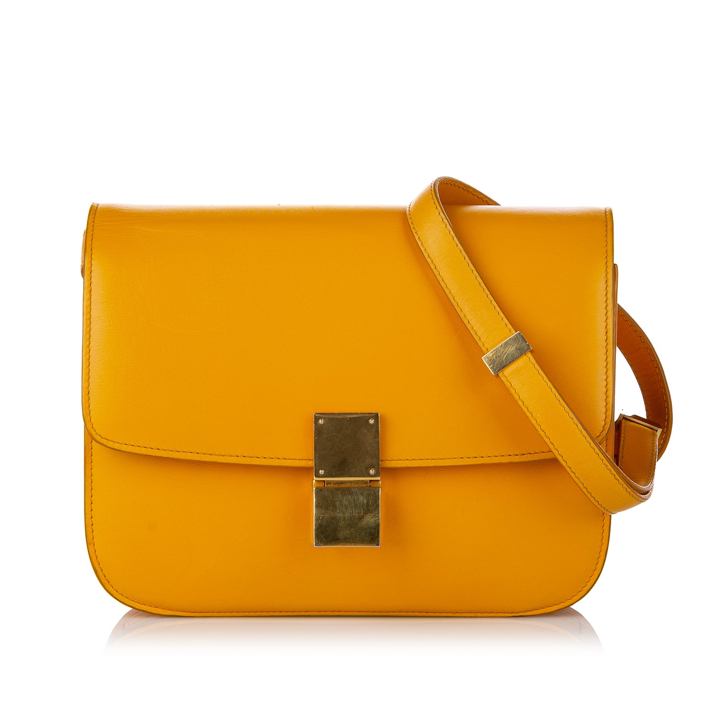 Medium Classic Box Leather Crossbody Bag Yellow -  Re-Luxury