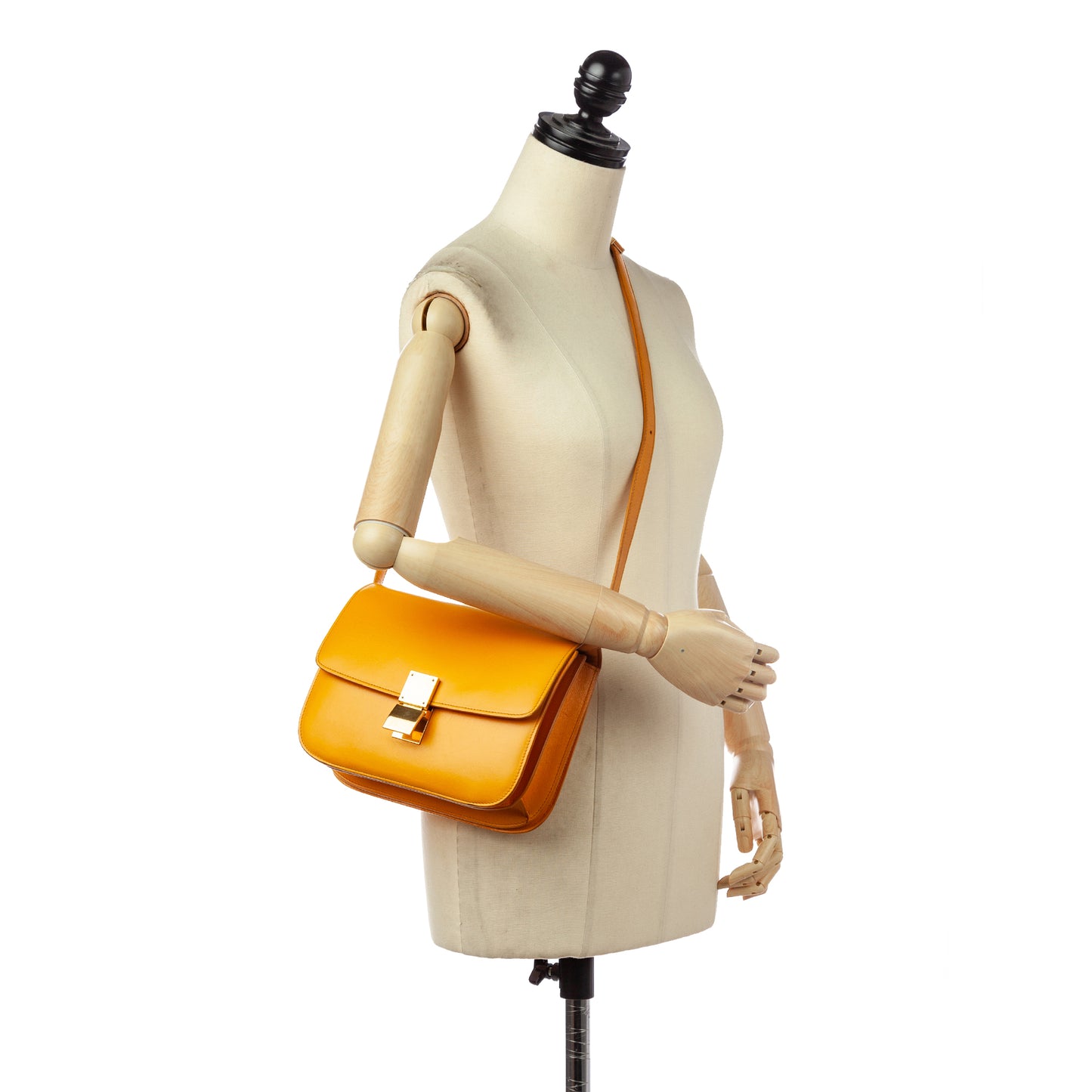 Medium Classic Box Leather Crossbody Bag Yellow -  Re-Luxury