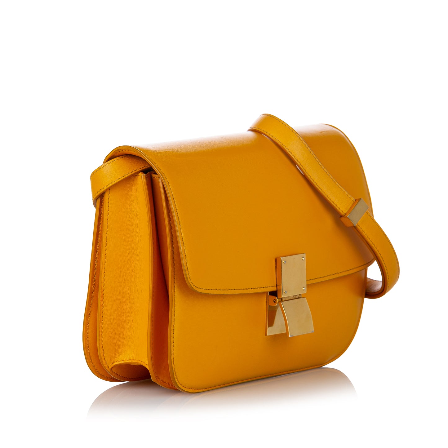 Medium Classic Box Leather Crossbody Bag Yellow -  Re-Luxury