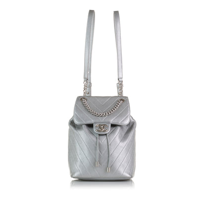 Mini Calfskin Coco Flap Backpack Silver -  Re-Luxury