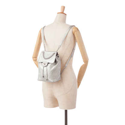 Mini Calfskin Coco Flap Backpack Silver -  Re-Luxury