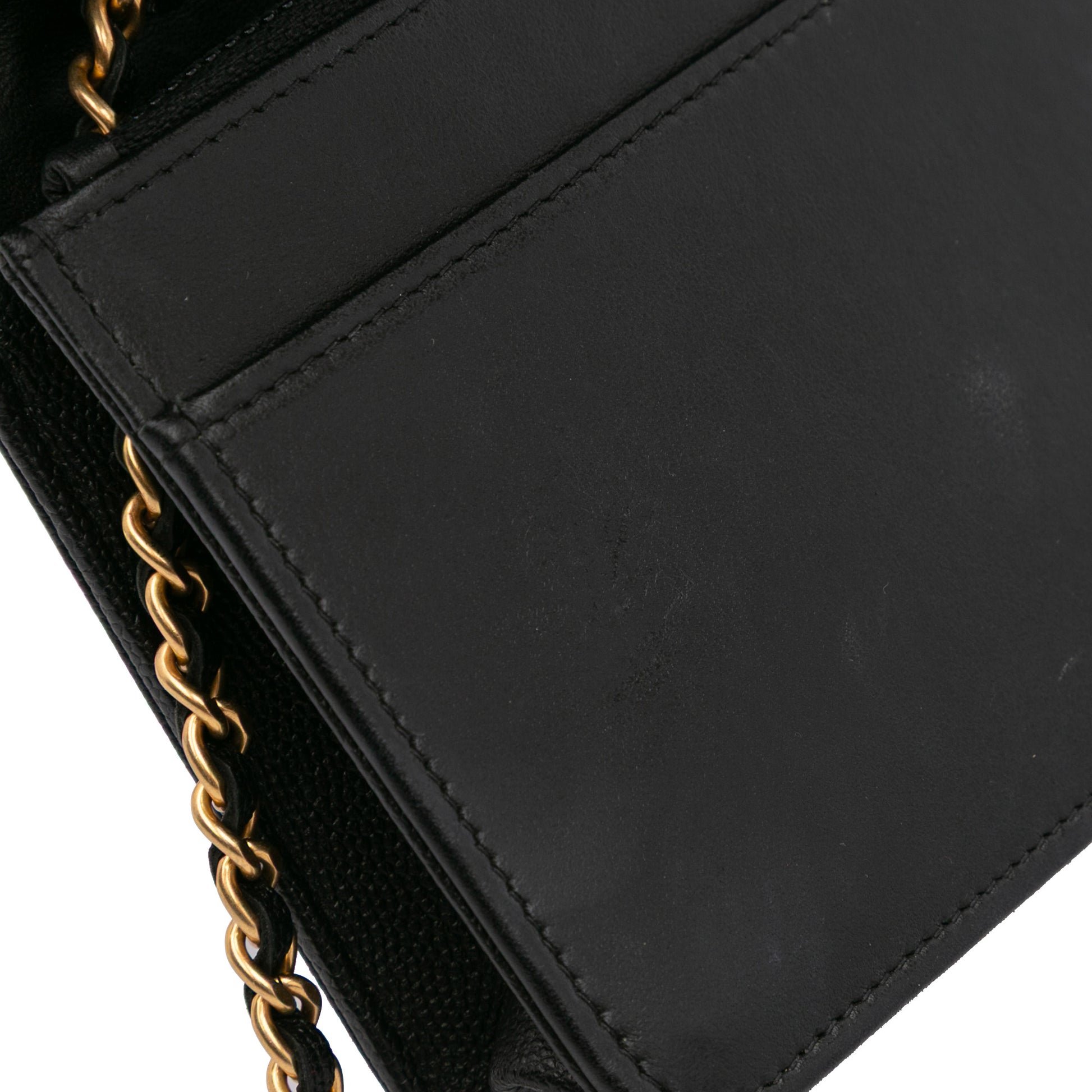 Quilted Caviar Boy Wallet on Chain Black -  Re-Luxury