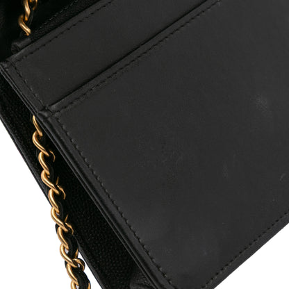 Quilted Caviar Boy Wallet on Chain Black -  Re-Luxury