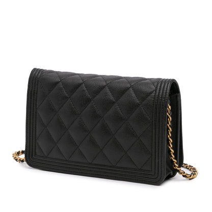 Quilted Caviar Boy Wallet on Chain Black -  Re-Luxury