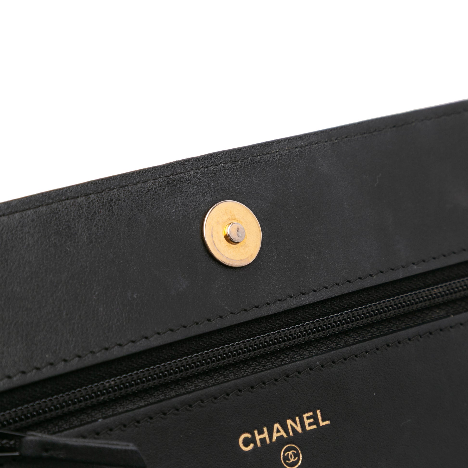 Quilted Caviar Boy Wallet on Chain Black -  Re-Luxury