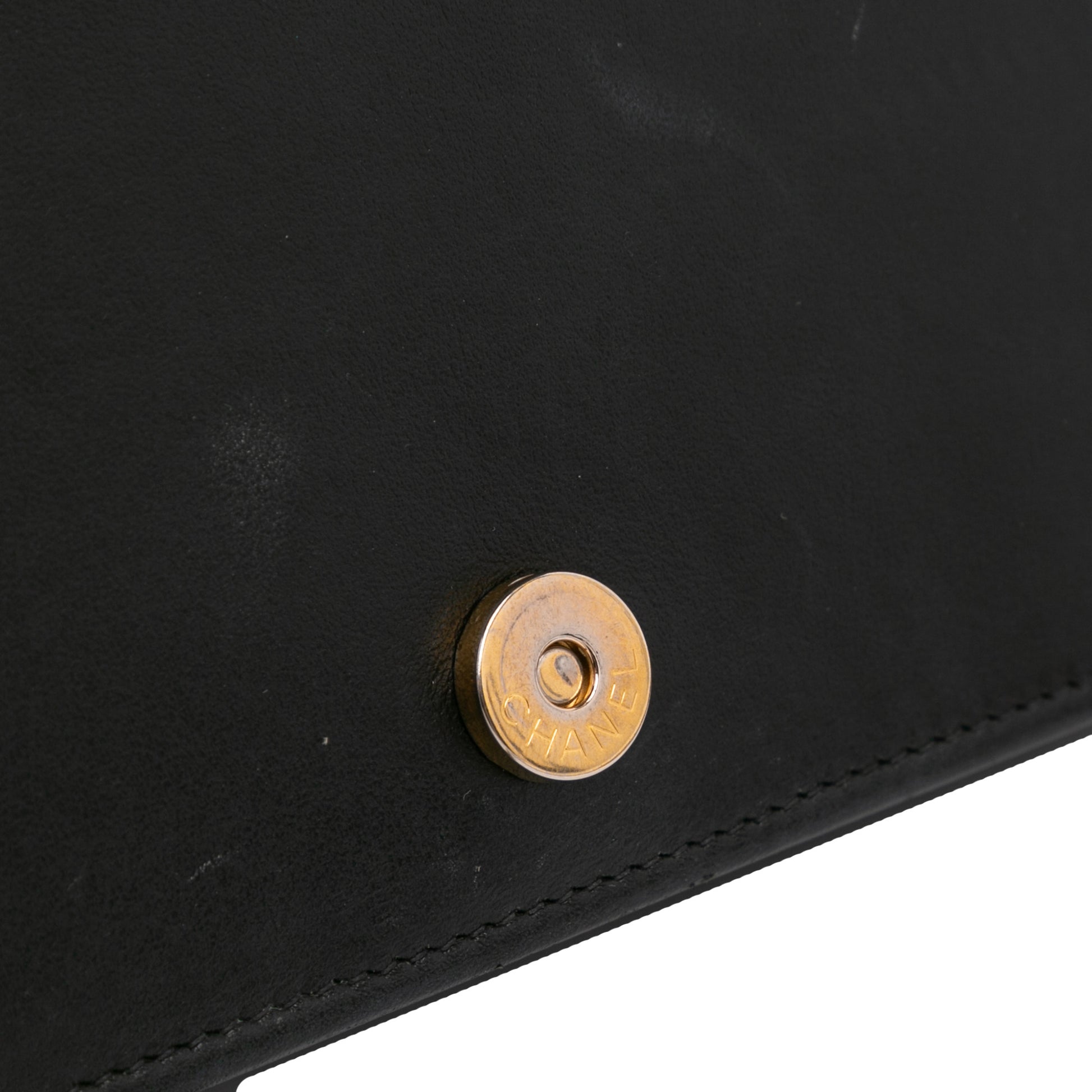 Quilted Caviar Boy Wallet on Chain Black -  Re-Luxury