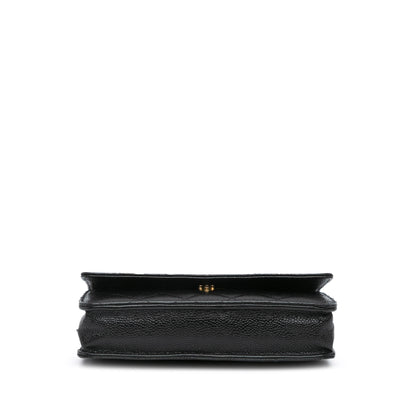CC Quilted Caviar Wallet on Chain Black -  Re-Luxury