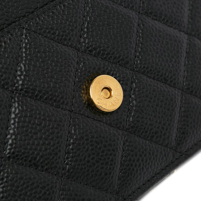 CC Quilted Caviar Wallet on Chain Black -  Re-Luxury