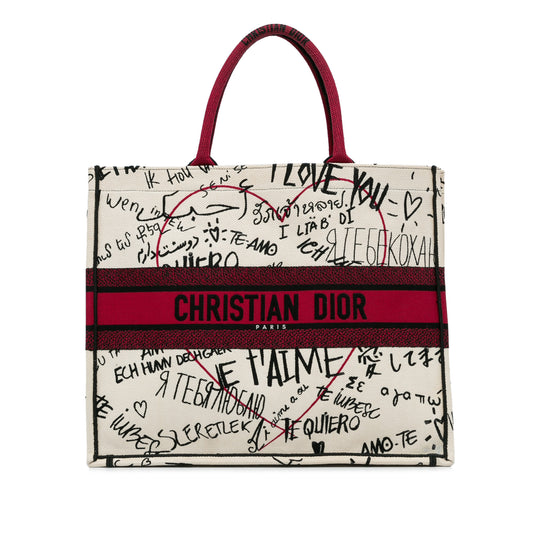 Large DiorAmour Graffiti Book Tote White -  Re-Luxury