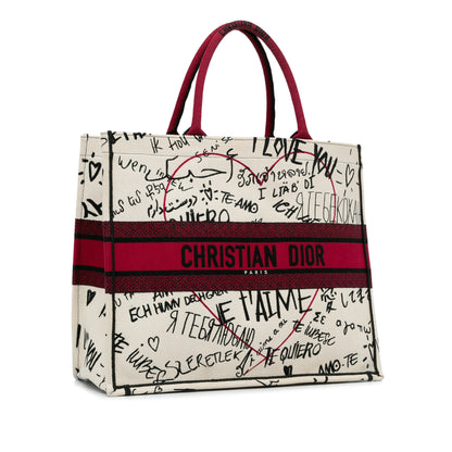 Large DiorAmour Graffiti Book Tote White -  Re-Luxury