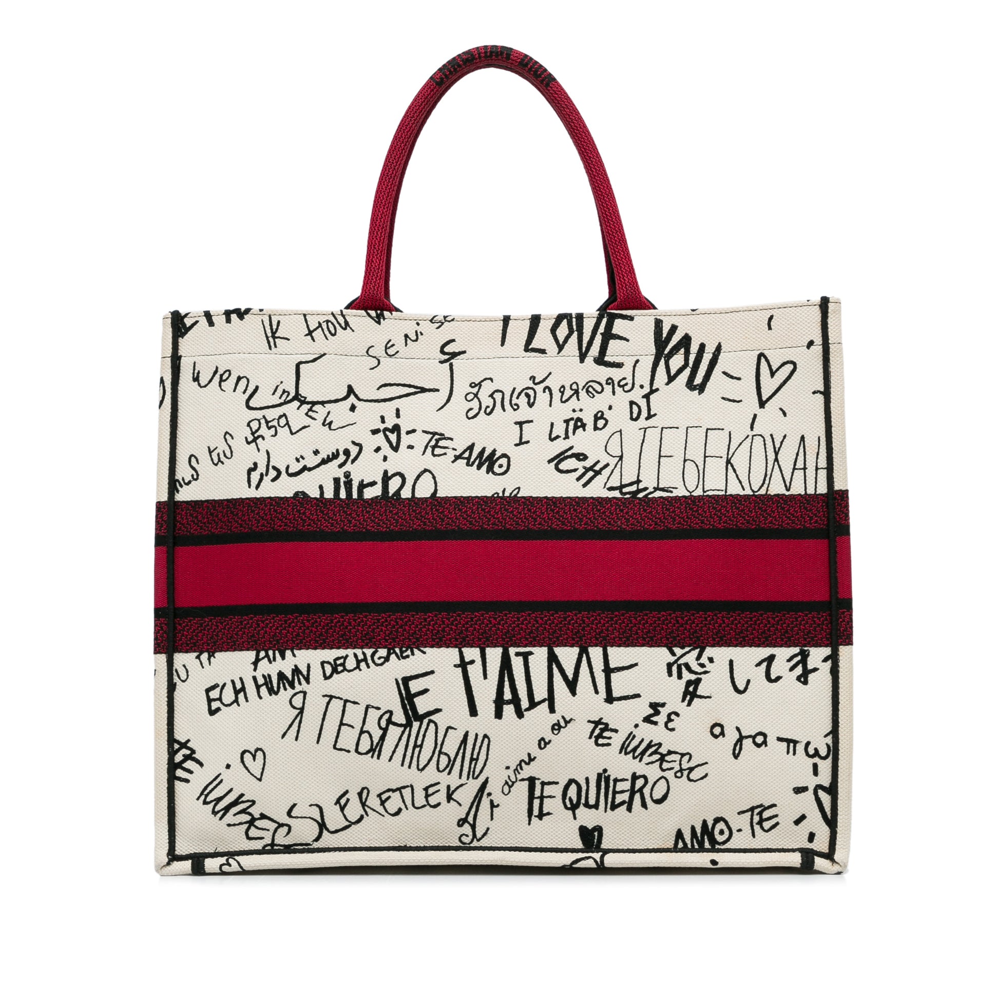 Large DiorAmour Graffiti Book Tote White -  Re-Luxury