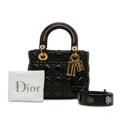 Small Crinkled Patent Cannage Lucky Badges My Lady Dior Black -  Re-Luxury