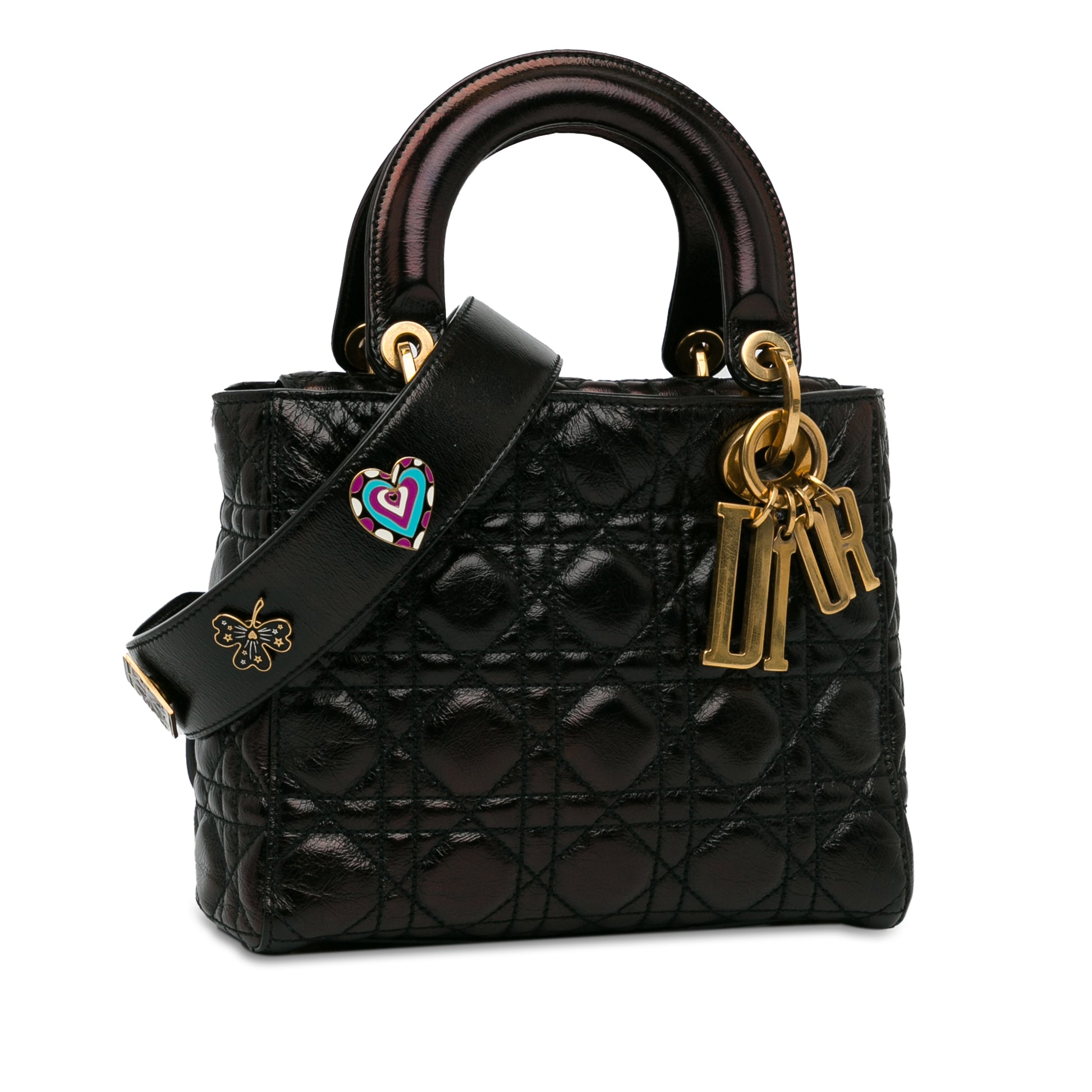 Small Crinkled Patent Cannage Lucky Badges My Lady Dior Black -  Re-Luxury