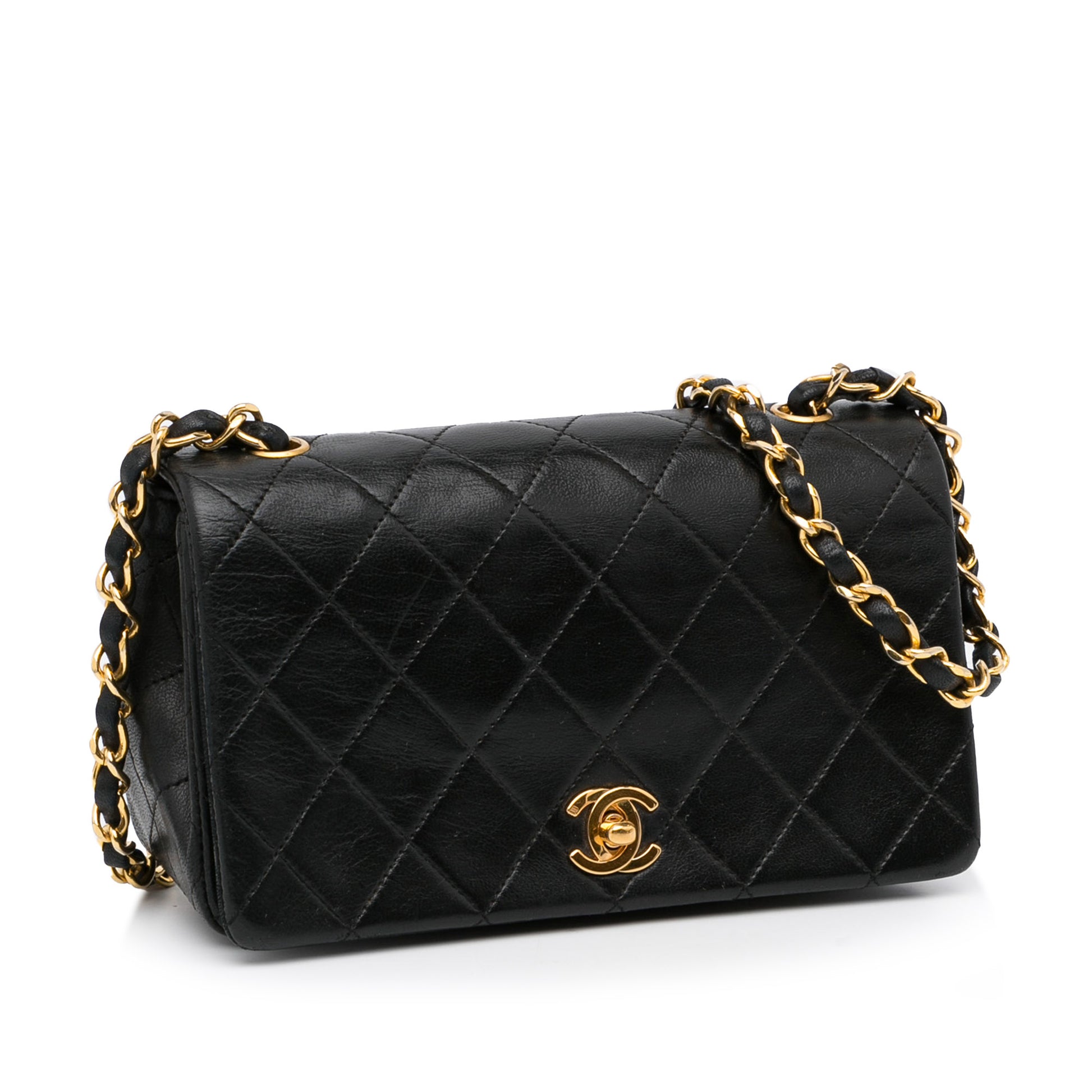 Mini Quilted Lambskin Full Flap Black -  Re-Luxury