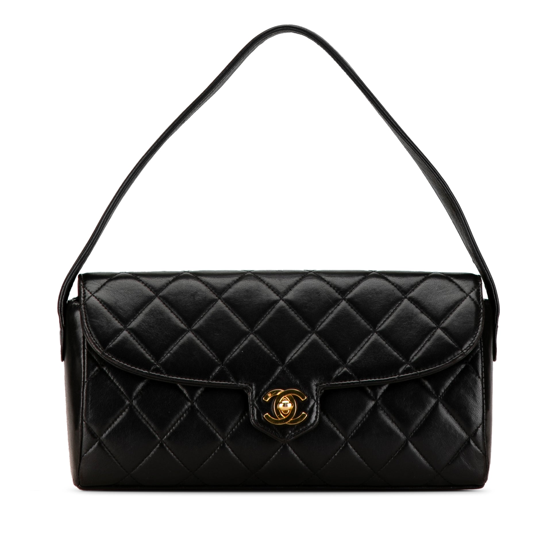 CC Quilted Lambskin Leather Handbag Black -  Re-Luxury