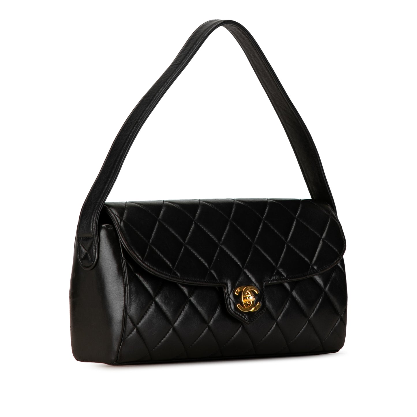 CC Quilted Lambskin Leather Handbag Black -  Re-Luxury