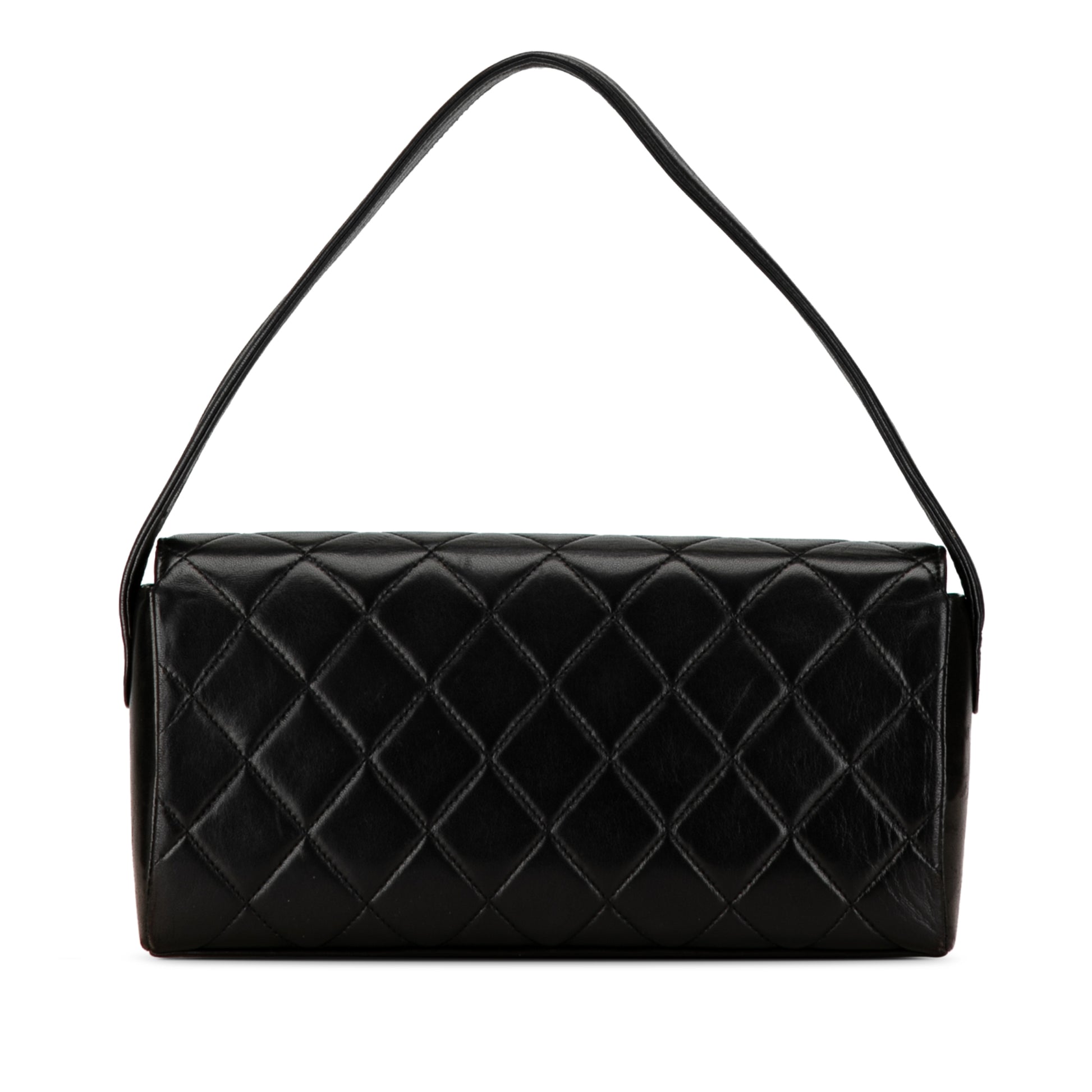 CC Quilted Lambskin Leather Handbag Black -  Re-Luxury