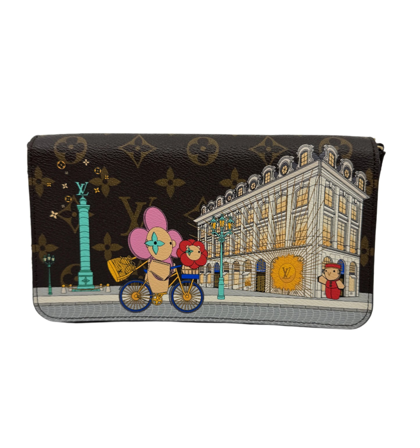 Front-part-Louis-Vuitton-Felicie-Pochette-with-colorful-design-with-LV-brand-engraved-in-various-hyphen-patterns