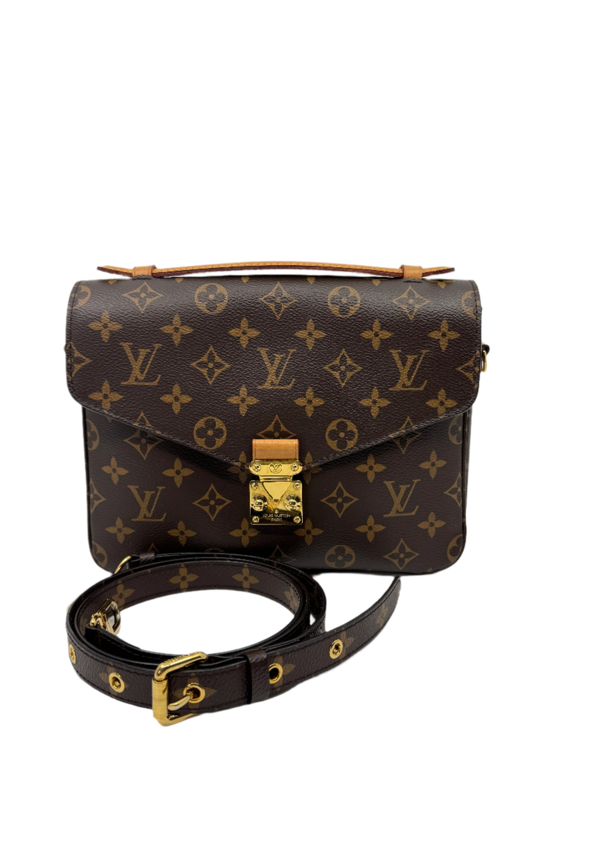 Front-part-of-the-Louis-Vuitton-Metis-Pochette-Monogram-with-golden-closure-leather-strap-logo-across-the-bag-and-shoulder-strap