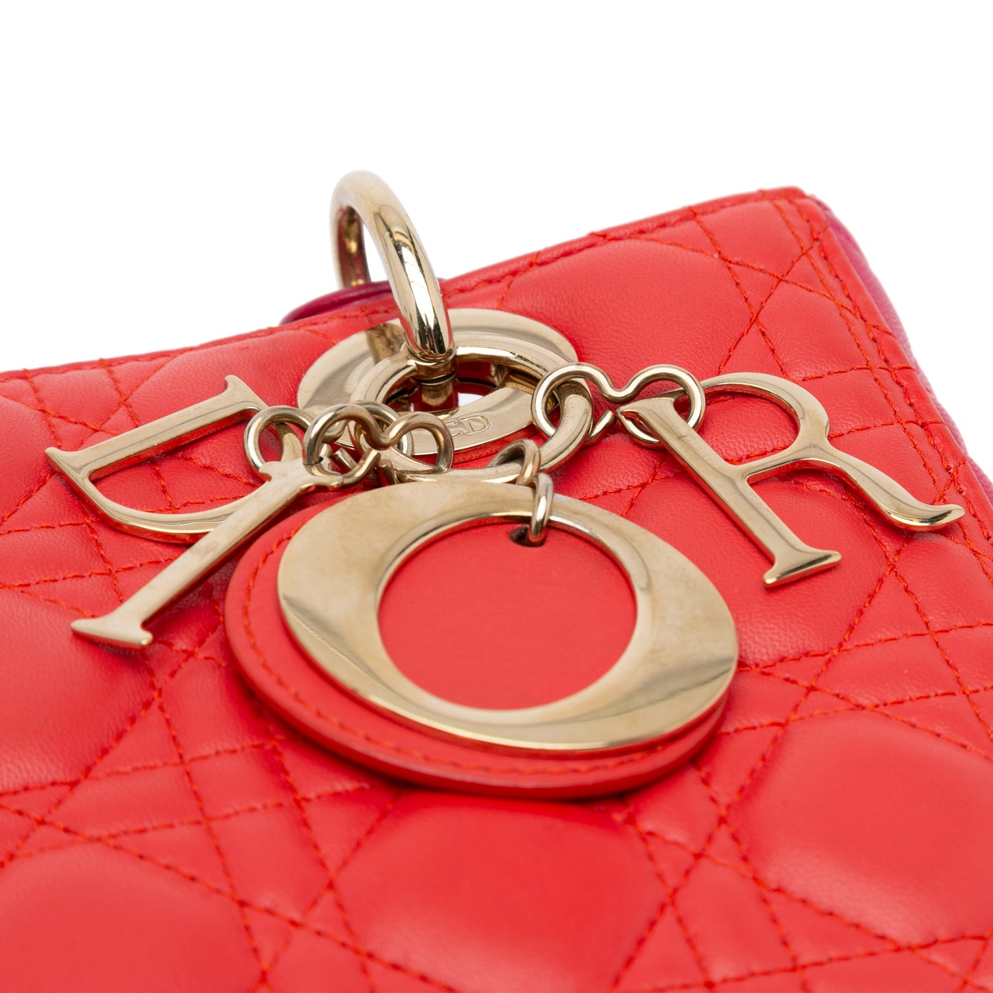 Medium Bicolor Lambskin Cannage Lady Dior Red -  Re-Luxury