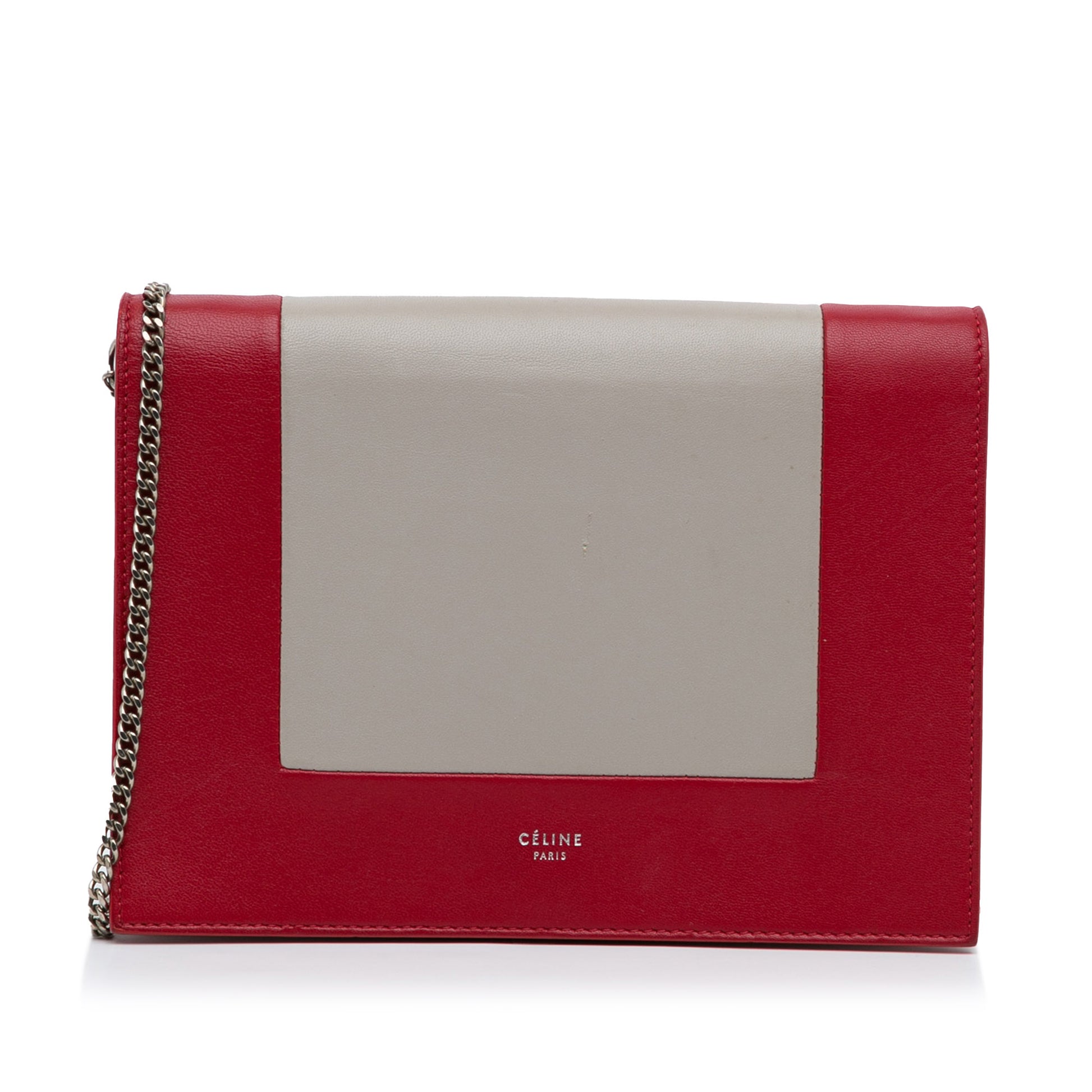 Frame Leather Wallet on Chain Red -  Re-Luxury