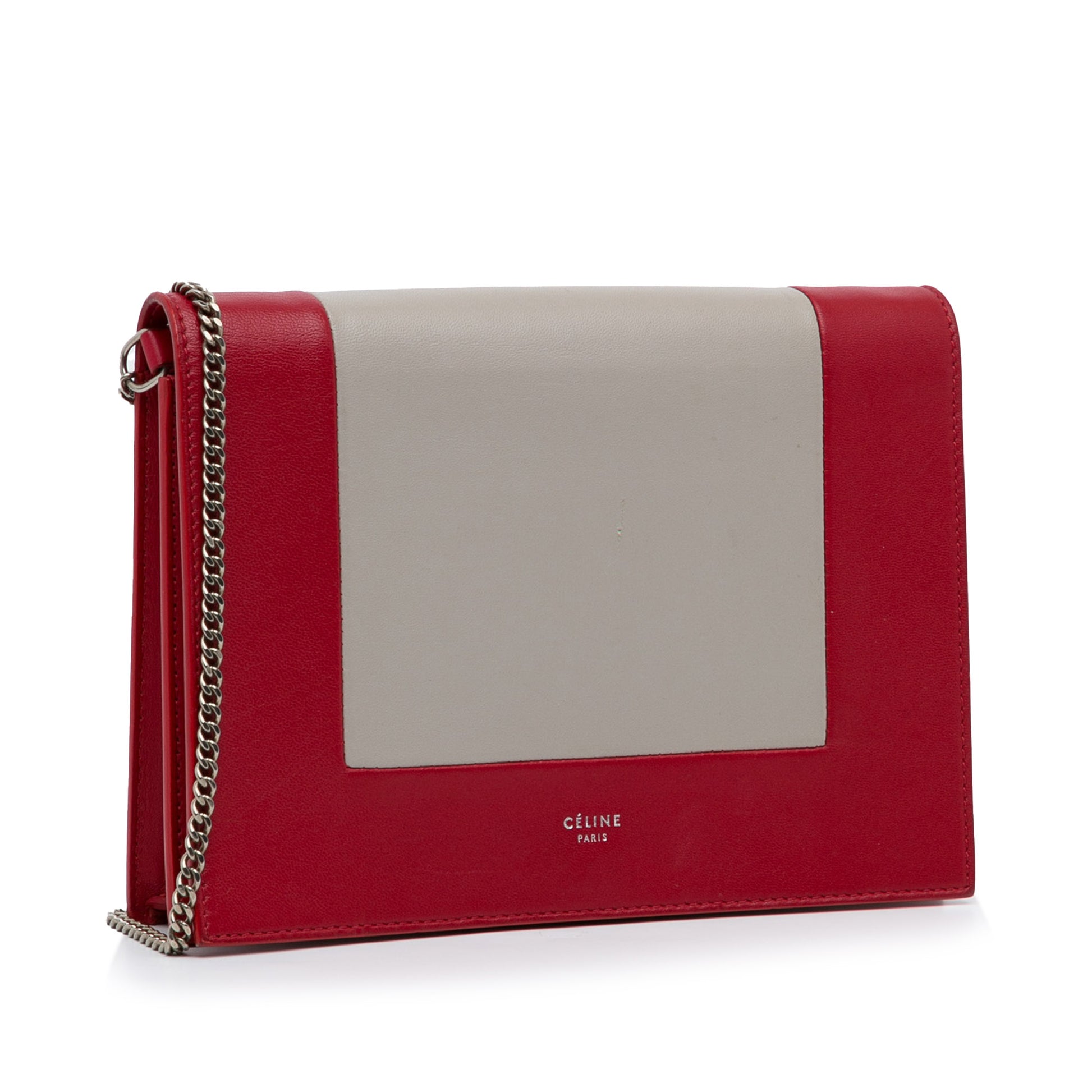 Frame Leather Wallet on Chain Red -  Re-Luxury