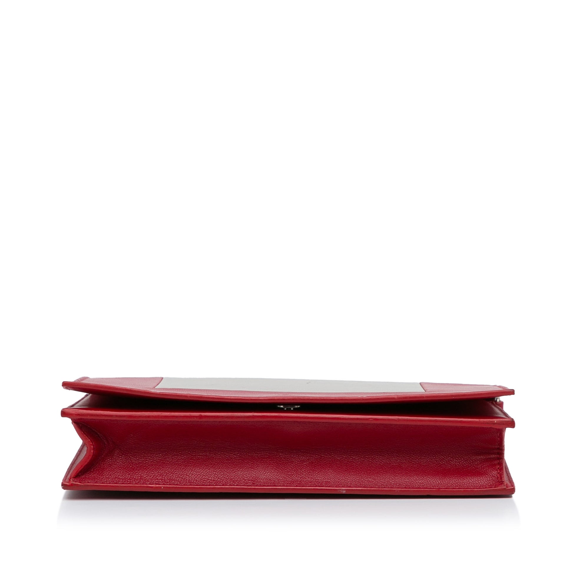 Frame Leather Wallet on Chain Red -  Re-Luxury