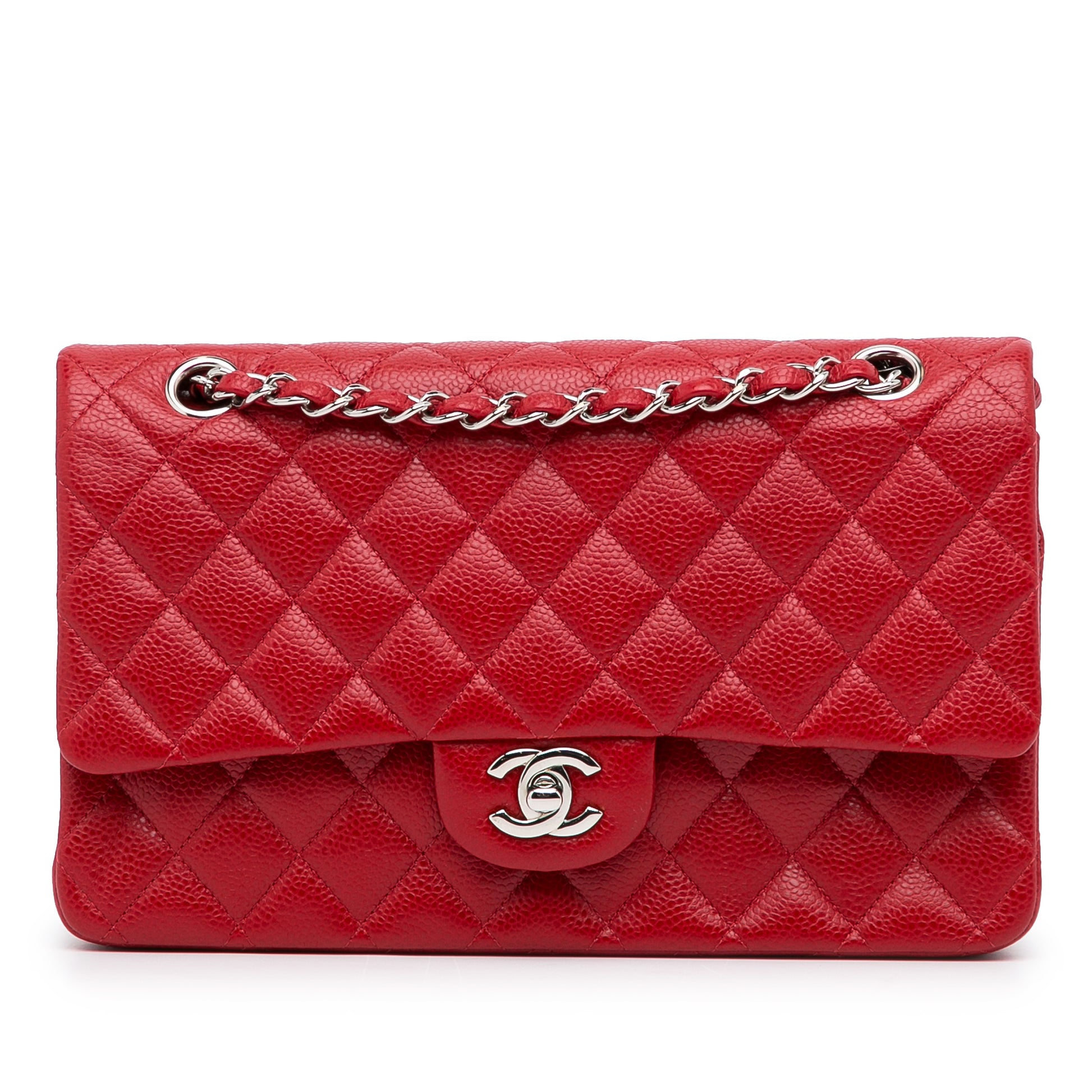 Medium Classic Caviar Double Flap Red -  Re-Luxury