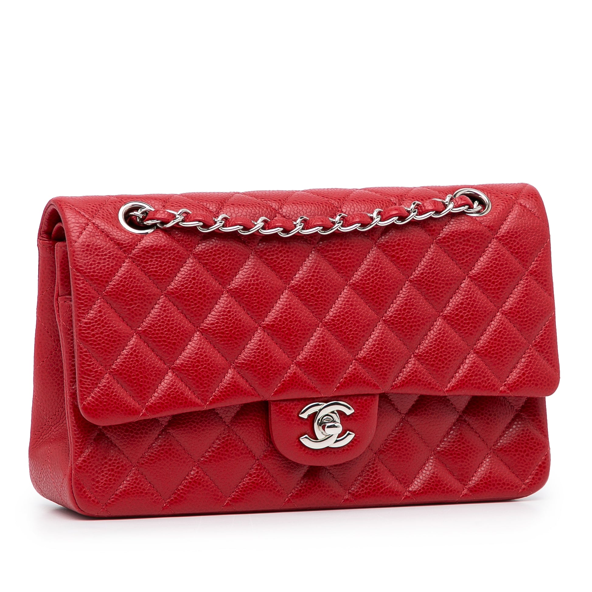 Medium Classic Caviar Double Flap Red -  Re-Luxury